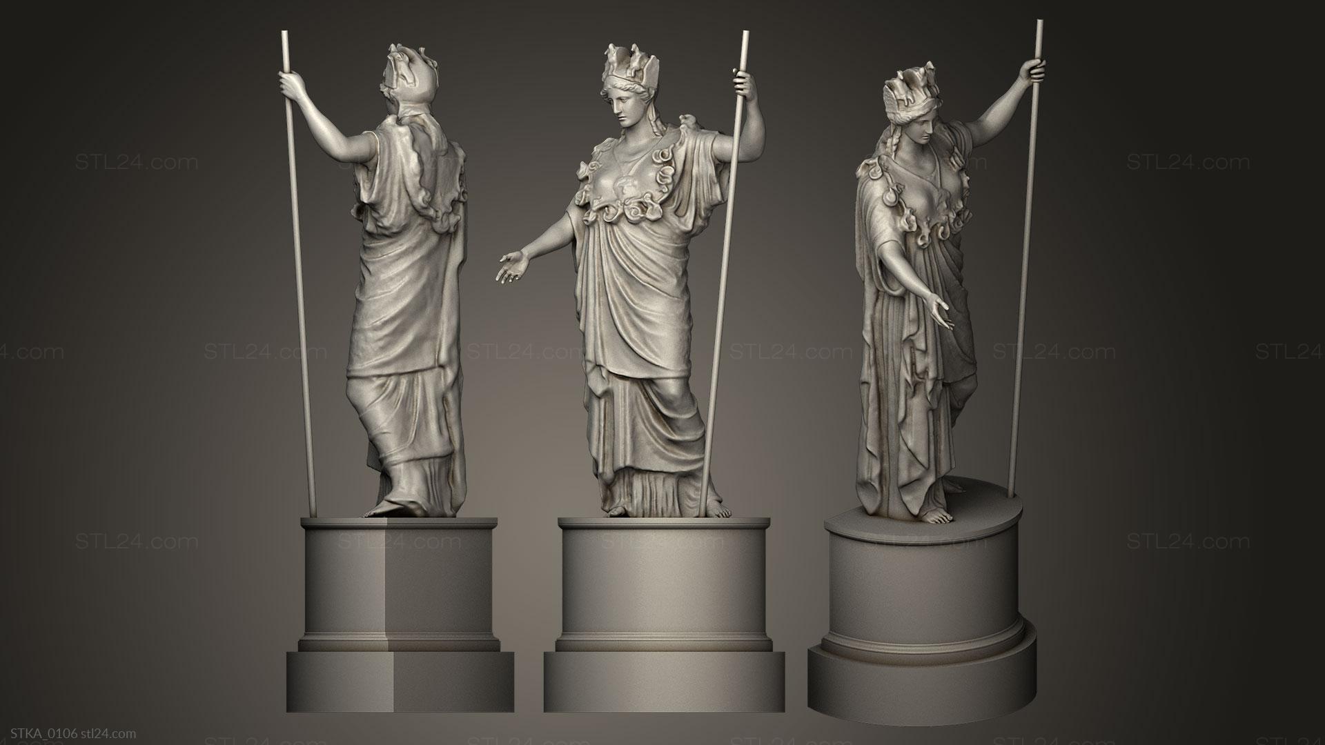 Статуи античные и исторические (Реконструкция Афины Гигиеи, STKA_0106) 3D модель для ЧПУ станка